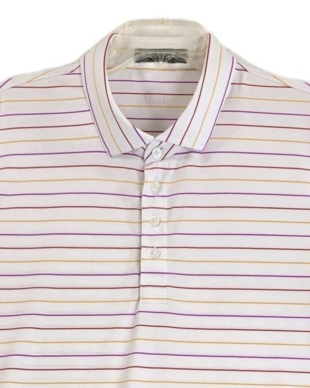 G/FORE Polo Shirt Mens XL White Multicolor Stripe Golf Performance Stretch